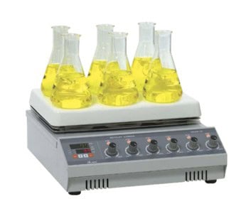 Multi-position Hotplate Stirrer เครื่องกวนสารพร้อมให้ความร้อนหลายตำแหน่ง ยี่ห้อ MTOPS รุ่น HS326-06
